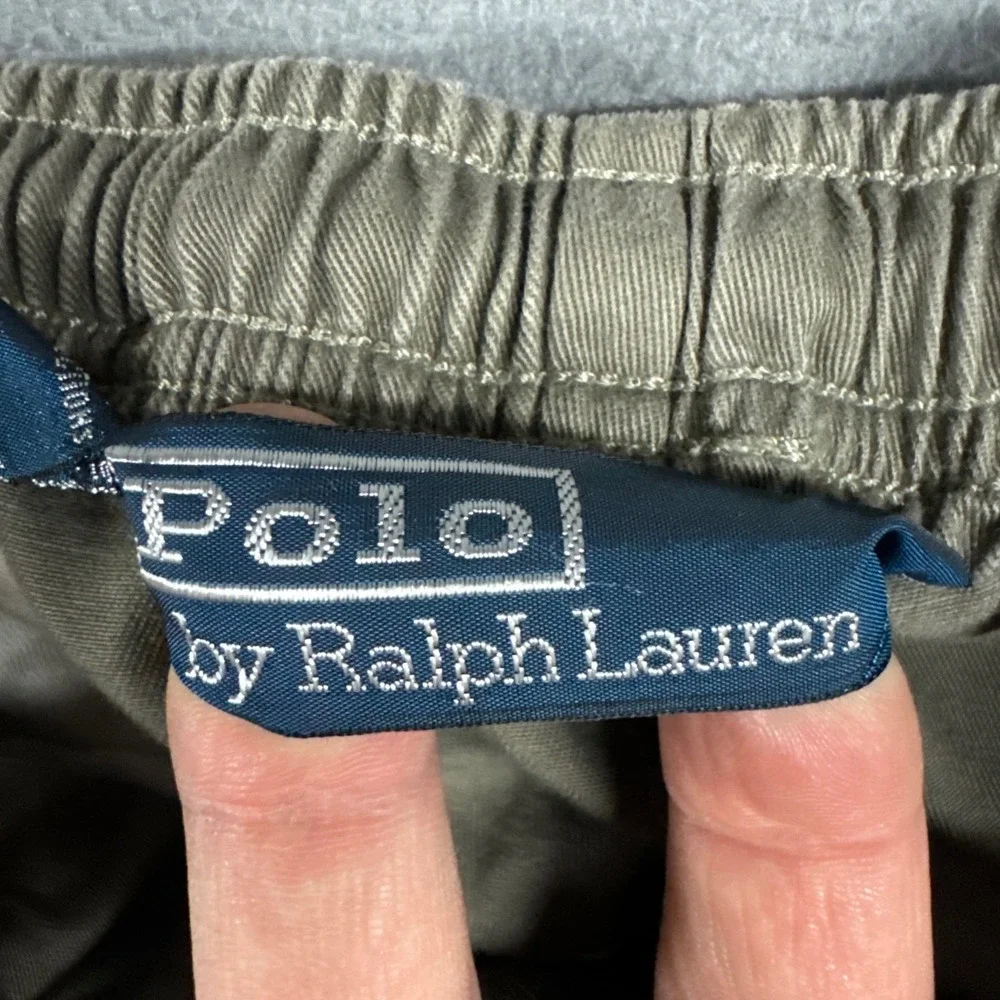 Polo Ralph Lauren Shorts Mens XXL 2XL Green Brown Casual Elastic Waist Snap Pony
